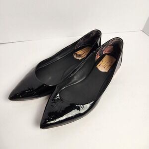 Ted Baker Women's Elegant  Pasces Black Patent Leather Flats Size 40 (9-9.5)